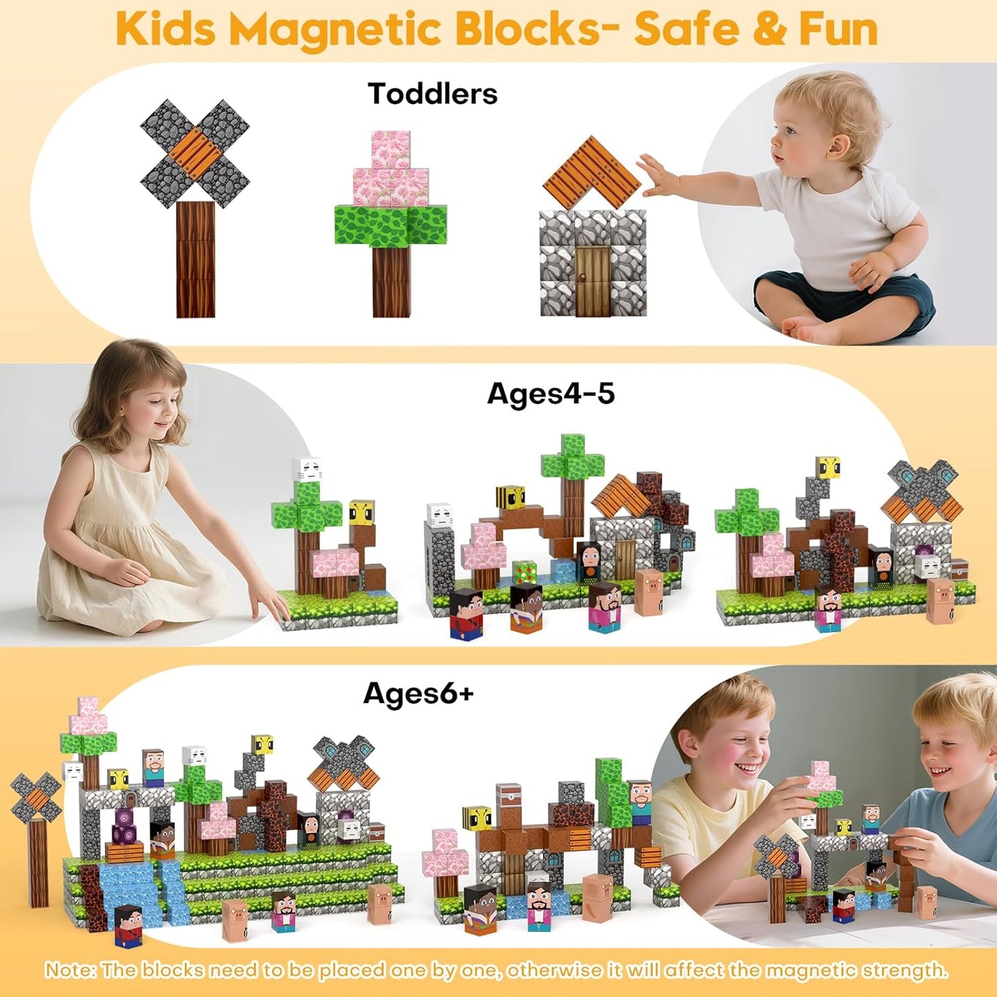 Magnetic Blocks, Magnetic Building Blocks Gryxpox, Magnet Tiles with Adventure World Blocks Toy, Magnetic Blocks For Kids Ages 4-8, STEM Sensory Toys for Ages 3+ Toddlers Kids Girl Boys Birthday Gifts