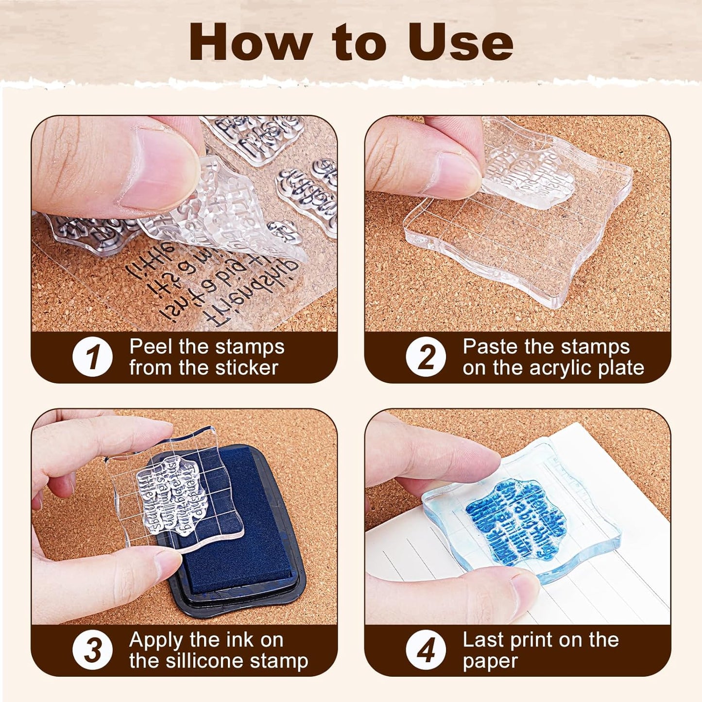 UCEC 4 Sheets Words Clear Stamps in Classic for Card Making Silicone Stamp with Scripture Greeting Words Pattern for Valentines Holiday Birthday Card and Scrapbooking Journal, Christmas Stamps