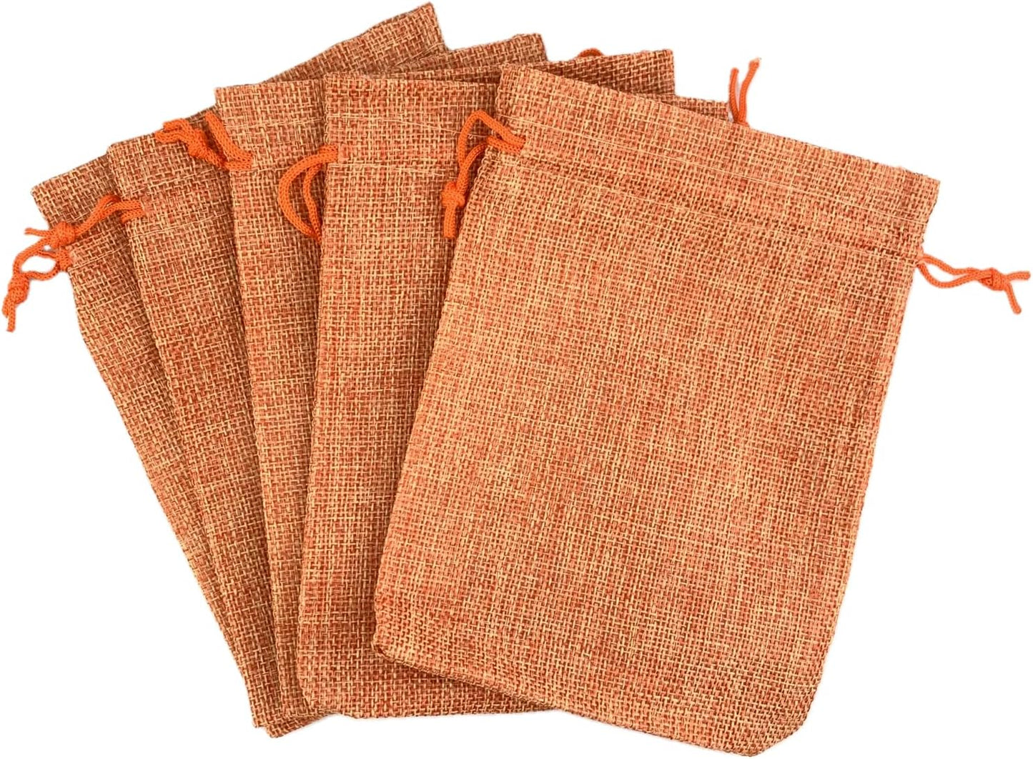 Palmhomee Pack of 25 Burlap Gift Bags with Drawstring Linen Jewelry Pouches Wedding Hessian Jute Bags for Birthday Jewelry and Treat Pouches Party Wedding Favors Gift Art (5x7 Inch, Orange)