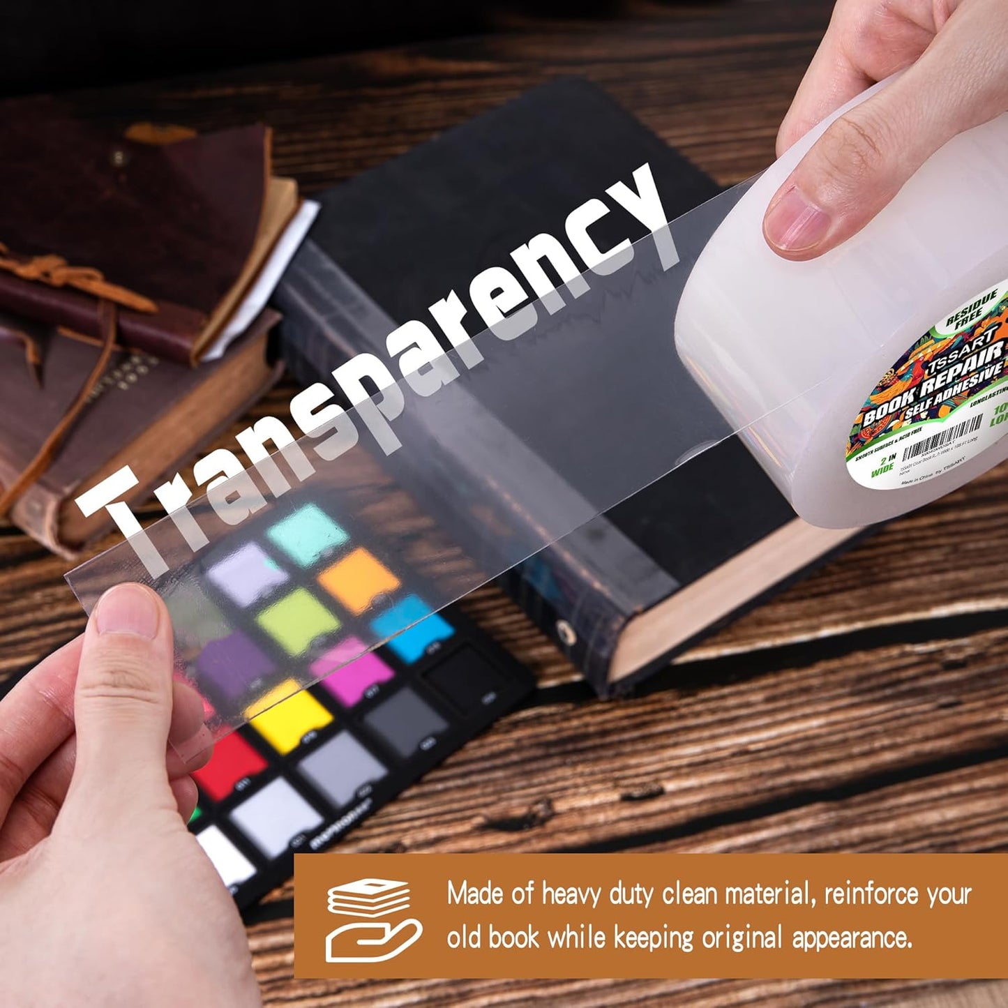 Clear Book Repair Tape - Self Adhesive Stretchable Tape, Essential Repair Tape for Reinforcing, Protecting, and Covering Old Books - 2 Inch Wide x 108 FT Long