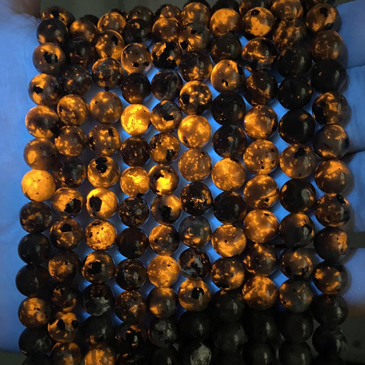 36pcs 10mm Natural Flame Yooperlite Stone Beads Round Healing Energy Power Stone Beads for Jewelry Making DIY Bracelet Necklace Earrings 15" (Flame Stone, 10mm)
