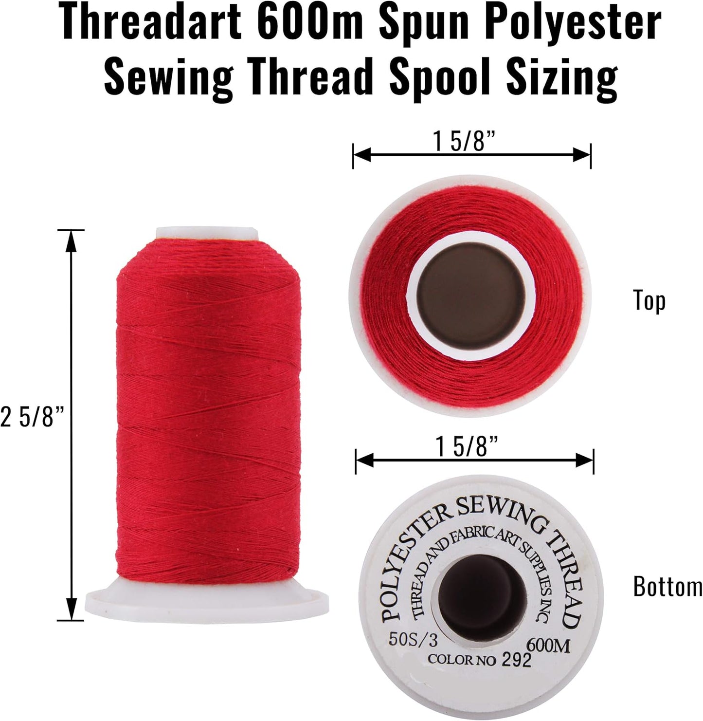 Threadart Polyester All-Purpose Sewing Thread - 600m - 50S/3 - Lemon
