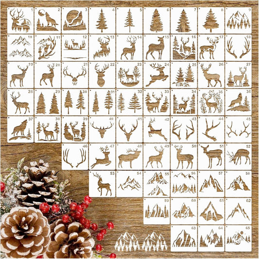 Small Stencils for Painting on Wood Reusable, 3 Inch Reusable Stencil for Craft Ornament Paint Template Stencils for Wall Card Rock Wood Signs Coasters Canvas Home Decor (Animal Deer)