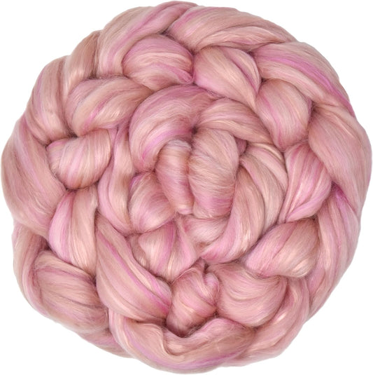 Merino Silk Luxe Tonal Designer Blend. Superfine Merino, Mulberry Silk, Tussah Silk. Top Roving for Spinning or Felting. Tender Heart 1oz