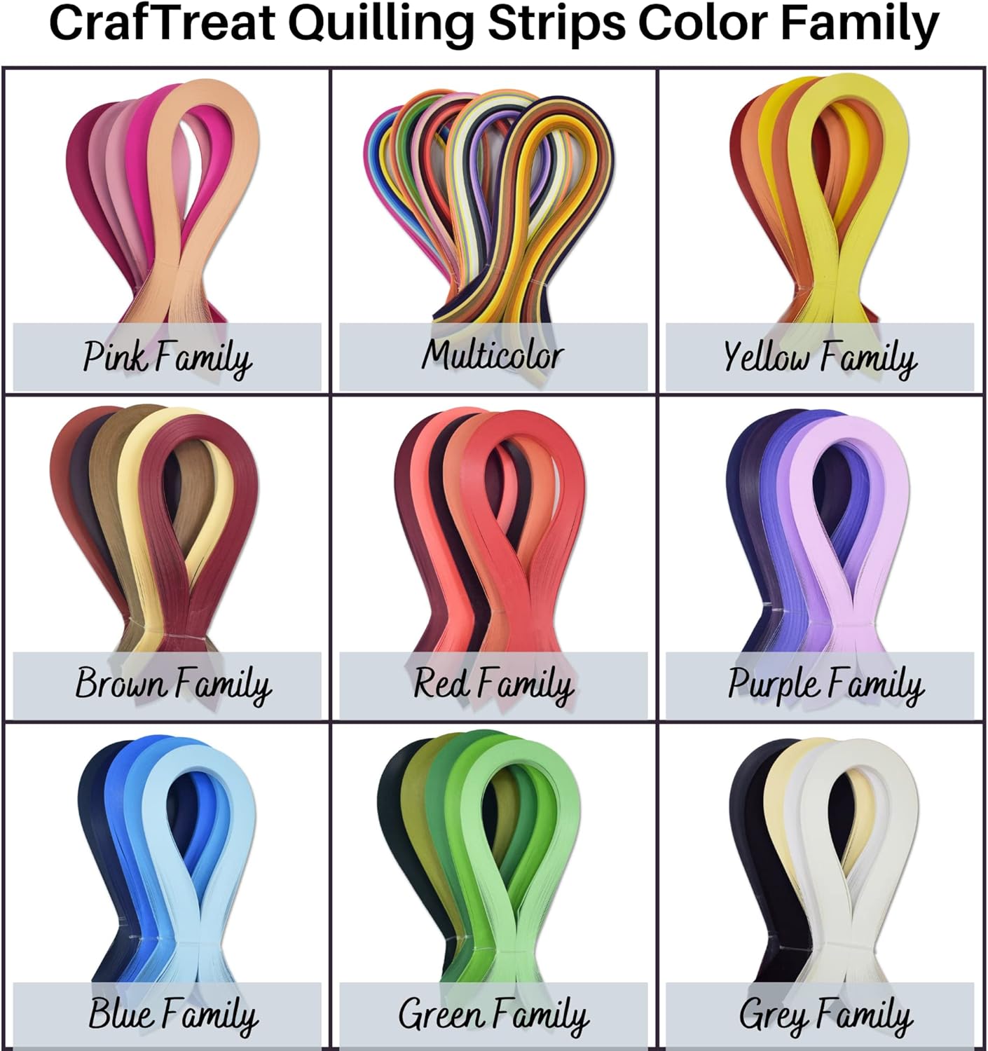 CrafTreat Grey Quilling Paper Strips for Craft Work - 500 Quilling Strips 3mm 30 CM Length - Paper Quilling for Decorating Cards, Gift Bags, Picture Frames and Scrapbooking