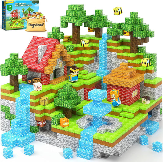 Magnetic Blocks 100PCS Compatible STEM Stacking Building Toys for Kids Ages 3+ Stream Magnets Creative Play 3 4 5 6 7 8 9 10 11 12 Year Old Boys Girls Birthday Gifts