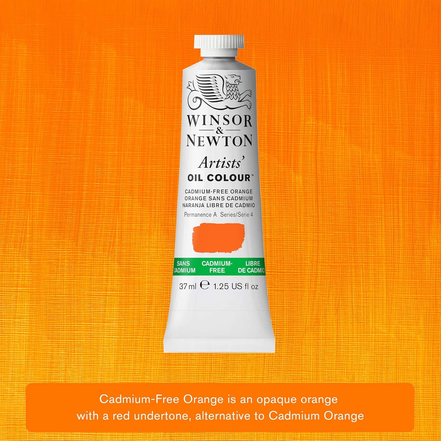 Winsor & Newton Artists' Oil Color, 37ml (1.25 oz) Tube, Cadmium-Free Orange