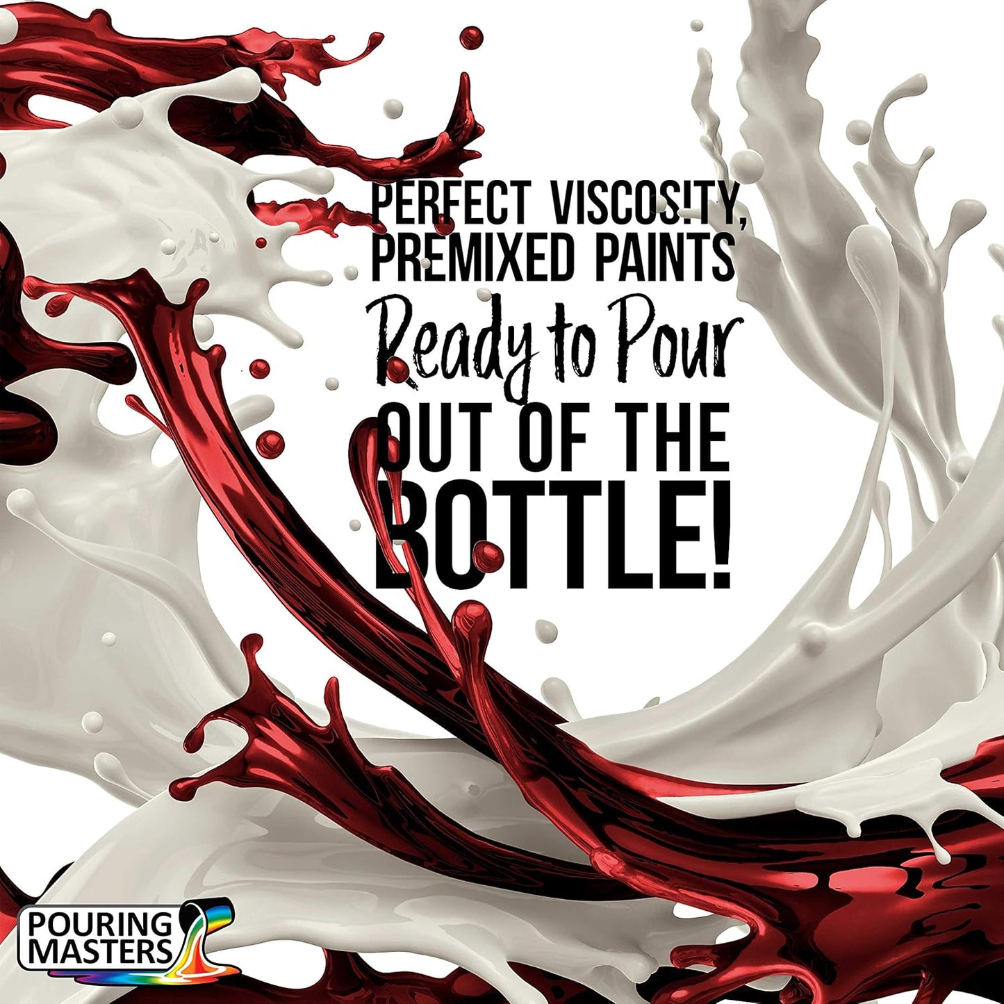 POURING MASTERS Crimson Red Acrylic Ready to Pour Pouring Paint - Premium 8-Ounce Pre-Mixed Water-Based - for Canvas, Wood, Paper, Crafts, Tile, Rocks and More