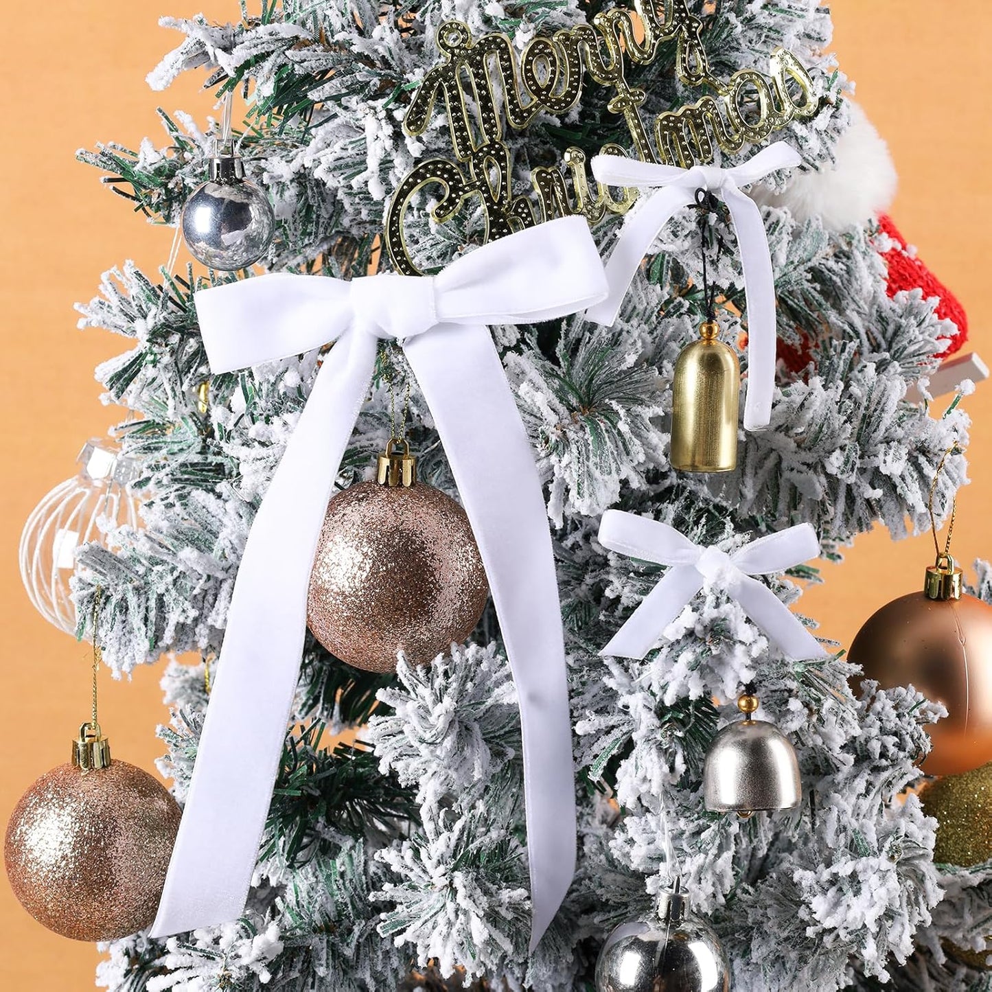 LaRibbons Thin Velvet Ribbon 3/8 Inch x 25 Yards, White Velvet Ribbon for Christmas Tree, Gift Wrapping, Wreath Bow, Outdoor Decoration