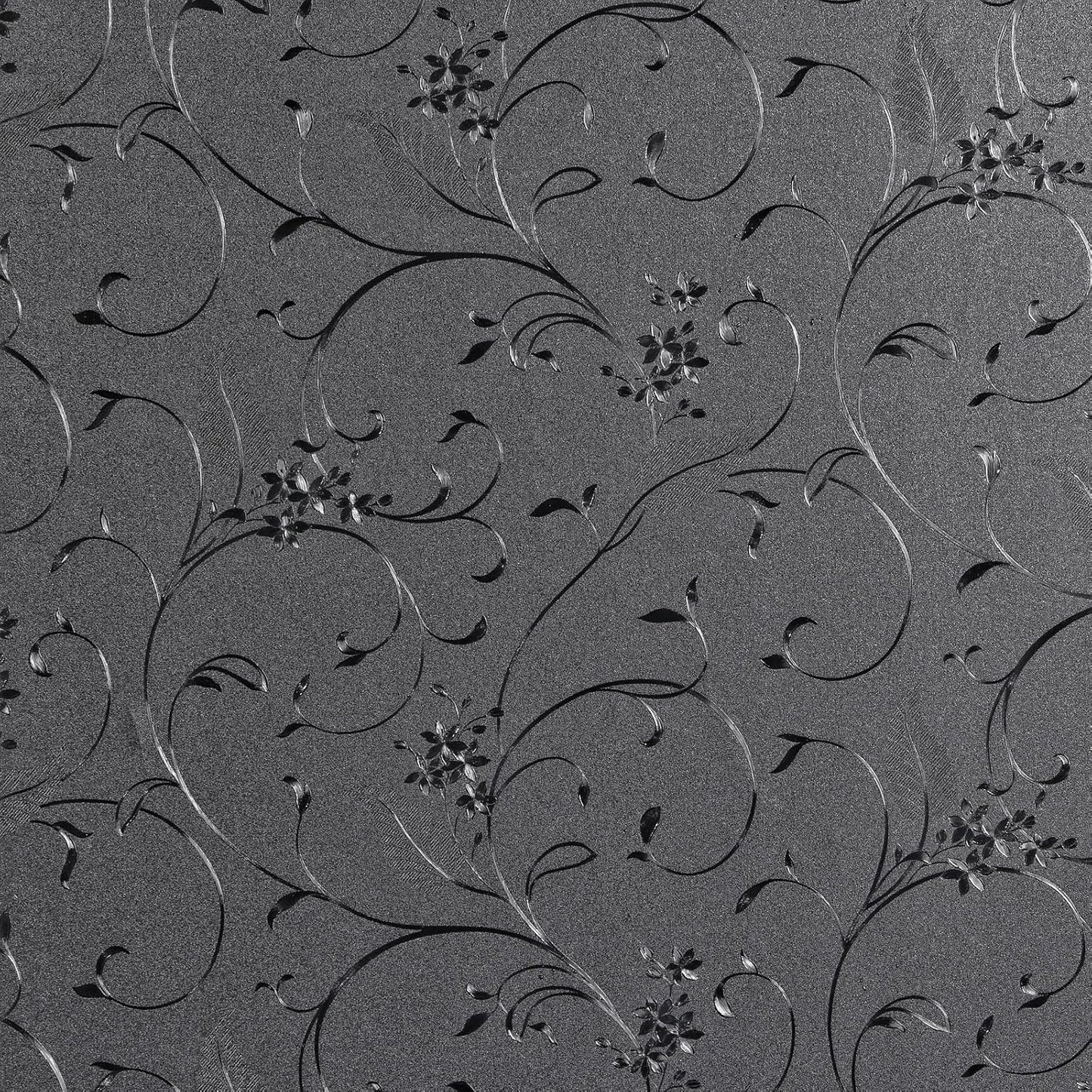 Mikomer Total Blackout Window Film,100% Light Blocking Privacy Glass Door Film Etched Flowers,Room Darkening Window Cling,No Glue/Heat Control/Anti UV for Day Sleep & High Privacy,11.8In. by 78.7In.