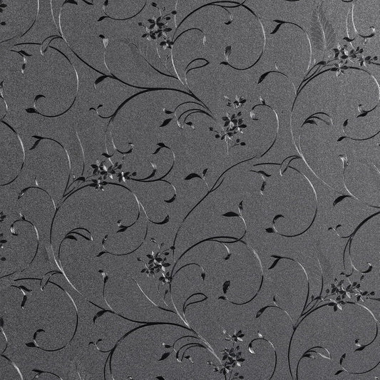 Mikomer Total Blackout Window Film,100% Light Blocking Privacy Glass Door Film Etched Flowers,Room Darkening Window Cling,No Glue/Heat Control/Anti UV for Day Sleep & High Privacy,35In. by 157In.