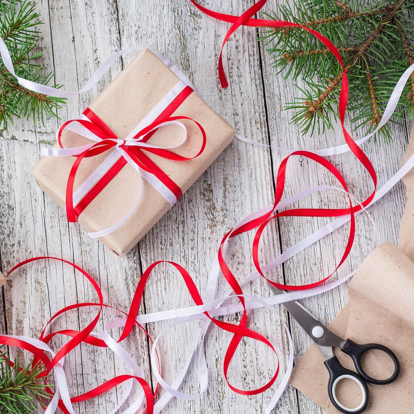 LIUYAXI White Double Faced Satin Ribbon, 3/8" X Continuous 25 Yards, Ribbons Perfect for Gift Wrapping Bows Bouquet Wedding Decor DIY Craft and More