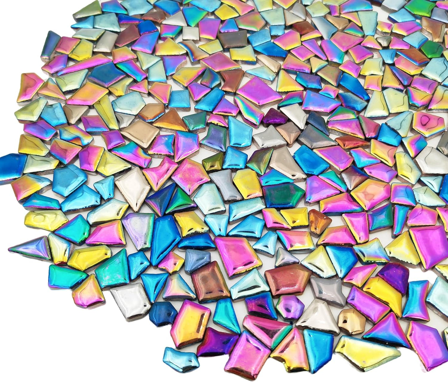 1.1LB Irregular Ceramics Mosaic Tiles, Mosaic Pieces Stones for DIY Mosaic Making Craft Hobby Arts Home Wall Decoration (Mix Rainbow)
