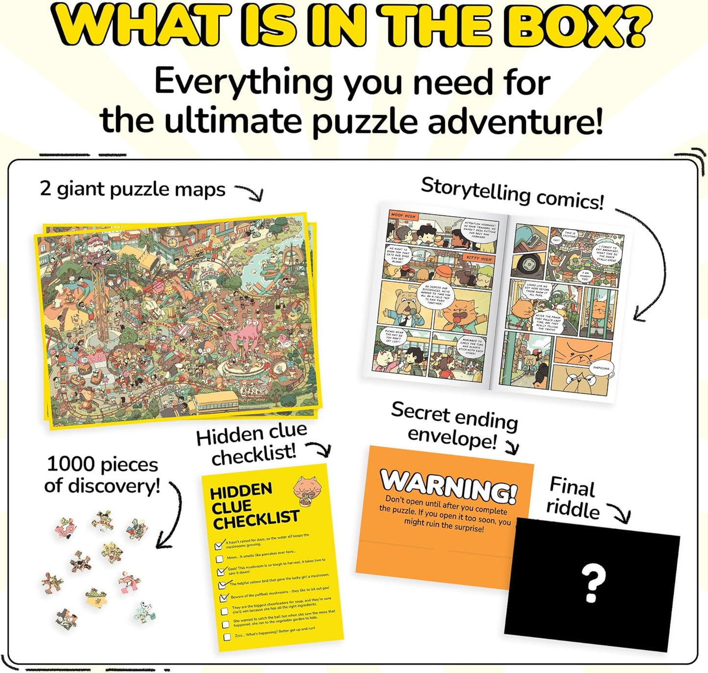 Odd Pieces Jigsaw Puzzles 1000 Pieces - Magic Mystery Story Secret Ending Puzzle - Perfect Game Night for Adults & Kids - Animal Park Theme Challenging (Snack Attack 3)