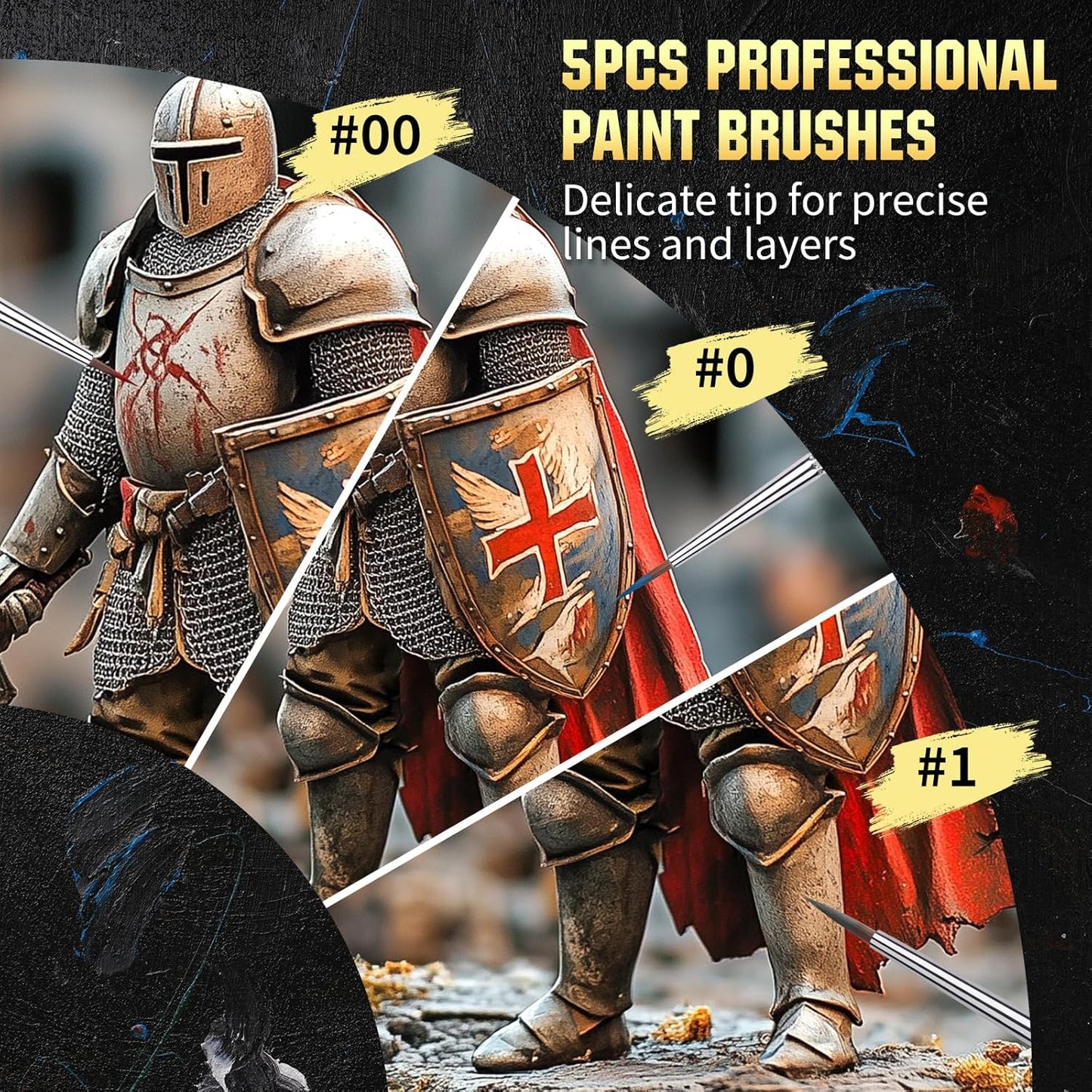 Kolinsky Sable Brushes Miniature 5PCS Professional Fine Detail Micro Artist Paint Brush Set for Watercolor, Acrylic, Oil, Model, Paint by Numbers