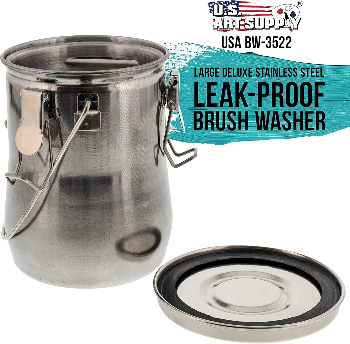 US Art Supply Large Stainless Steel Leak-Proof Premium Brush Washer