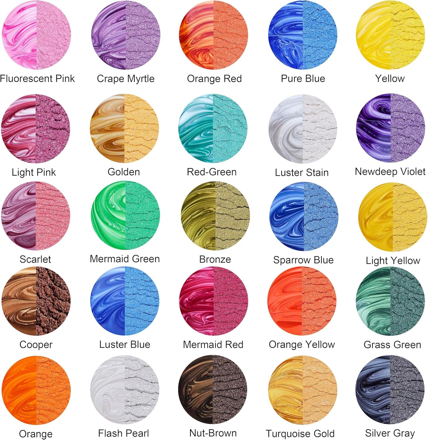 MTBJZJ Mica Powder for Resin, 25 Colors - 20g/Bottle of Epoxy Resin Color Pigment,for Candle Dye, Lip Gloss Pigment, Soap Making, Slime Colorant, Paint, Bath Bombs,Nail Polish and Eye Shadow