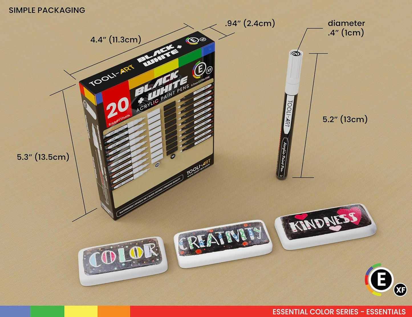 TOOLI-ART Black And White Acrylic Paint Markers Paint Pens Set For Rock Painting, Canvas, Mugs, Metal, Glass Paint, Fabric, Wood, DIY. Non Toxic, Quick Dry,Waterbas (EXTRA FINE)