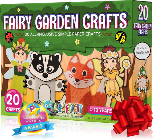 Craftikit® 20 Award-Winning Fairy Garden Crafts for Kids - 20 All-Inclusive Fun Paper Toddler Crafts, Fairy Garden Kit for Kids Ages 3-8