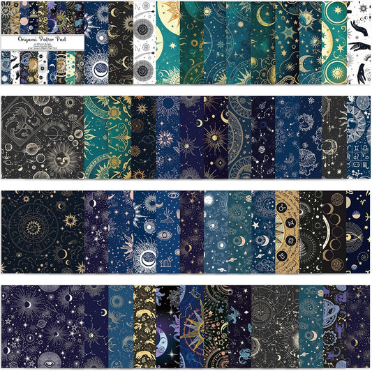 Origami Paper Kit 50 Sheets 70GSM 6 Inch Square Double Sided Color 50 Vivid Japanese Washi Chiyo Colors for Hand Crafts Origami Paper Arts Creativity.Constellation