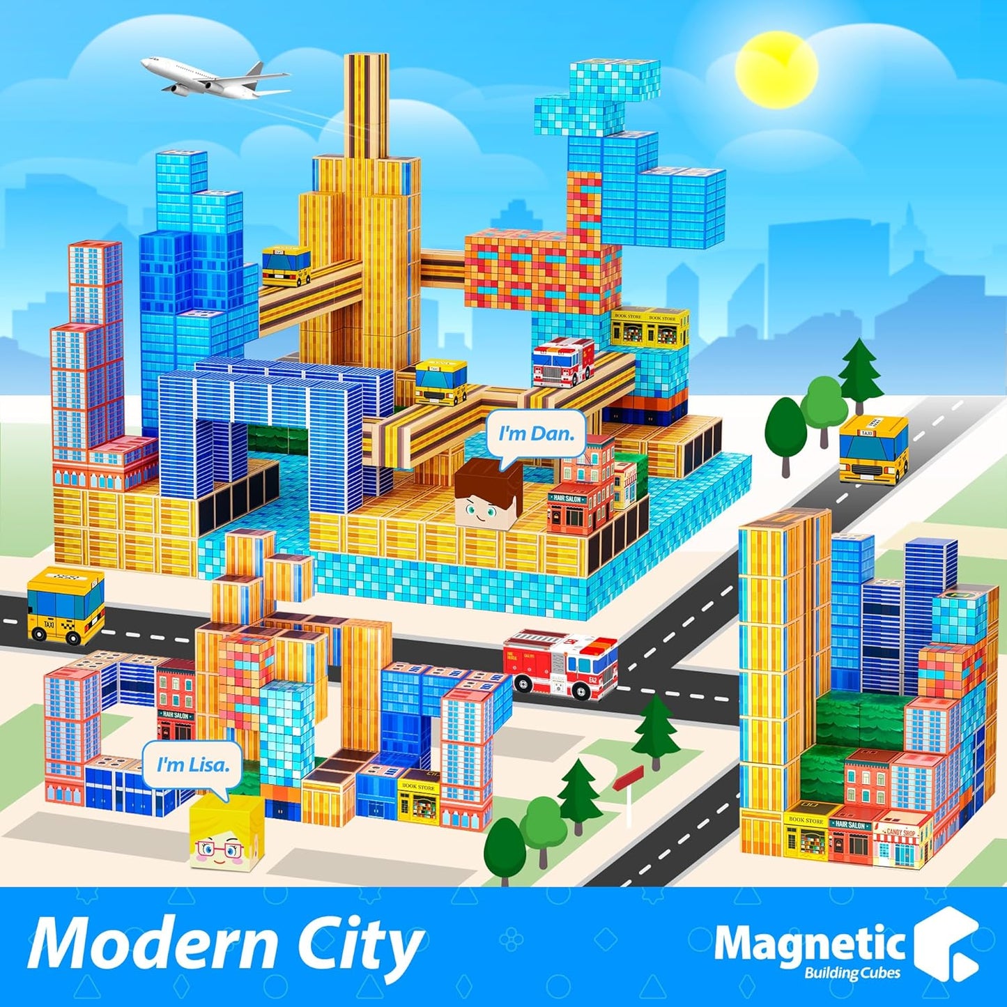 Magnetic Blocks, Modern City Edtion, Magnetic Building Cubes Boys & Girls Toys Age 3-5 4-8 5-7 Sensory Gift for Kids，Magnets Cubes，Upgraded STEM Gift, 1.2 Inches,