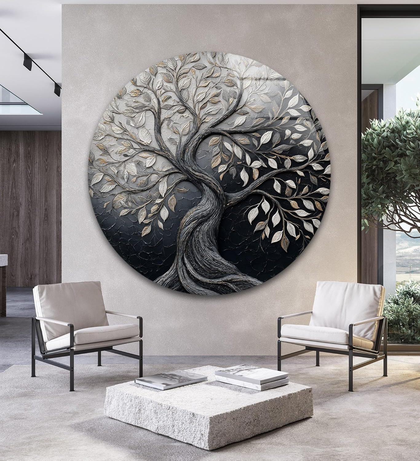 My Photostation.com 31.5''(80cm) Diameter Twilight Tree of Life Round Glass Wall Art Tempered Glass Printing Wall Decor Large Wall Art Wall Hangings