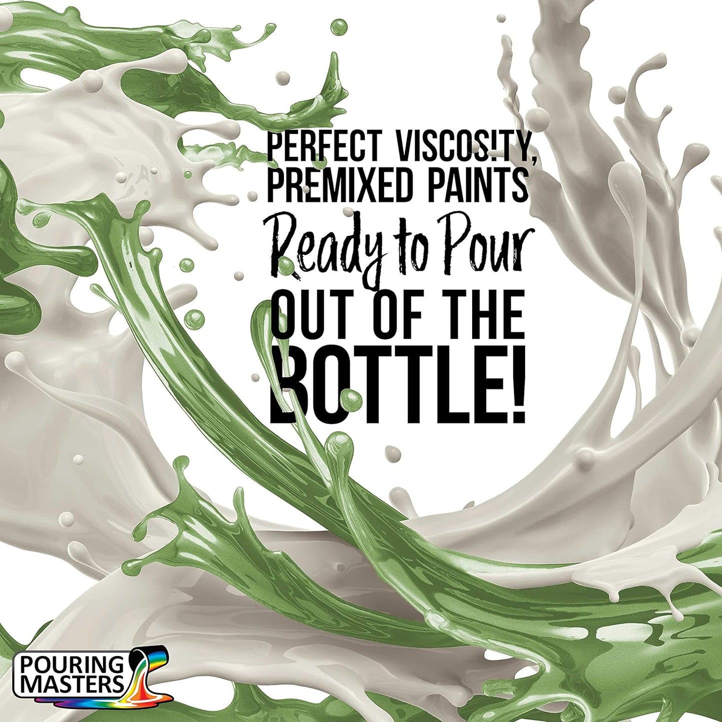 Pouring Masters Green Apple Metallic Pearl Ready to Pour Acrylic Pouring Paint - Premium 64-Ounce Pre-Mixed Fluid Acrylic Paint - Fluid Art Supplies for Canvas, Wood, Paper, Tile & Rocks