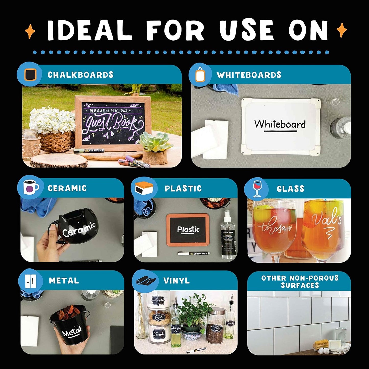 VersaChalk Pastel Liquid Chalk Markers, Set of 8-5mm Tip