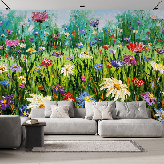 wall26 Wall Sticker/Wall Mural Wildflower Abstract, Not Peel and Stick, Non-Woven Wallpaper Decorative for Bedroom, Living Room,Office - 120x192 inches