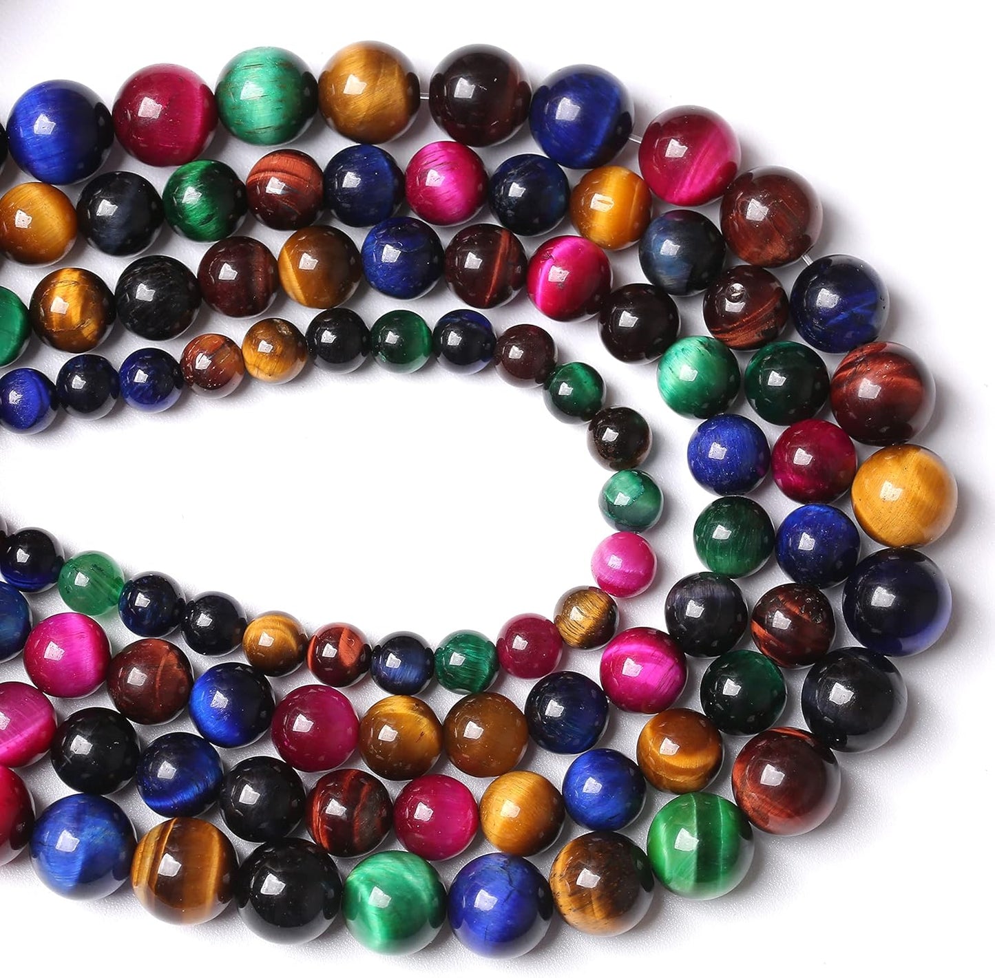 60pcs 6mm AAA Natural Colorful Tiger Eye Stone Beads Gemstone Round Spacer Loose Beads for Jewelry Making DIY Bracelet Necklace