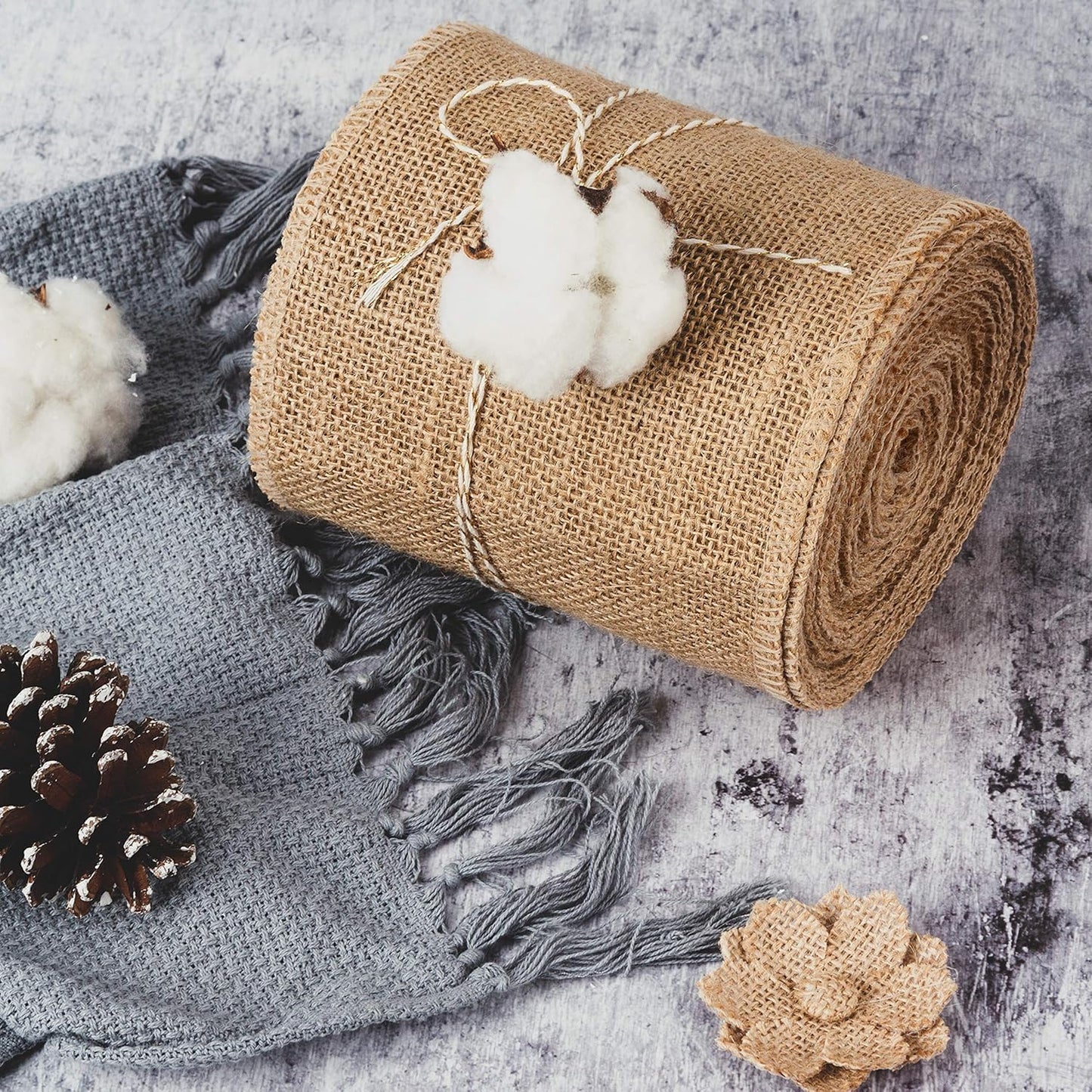 LaRibbons 6 Inch Burlap Wide Fabric Craft Ribbon，10 Yard, Natural Brown Ribbon for Bow Crafting,Wreath-Making, Tree Decoration