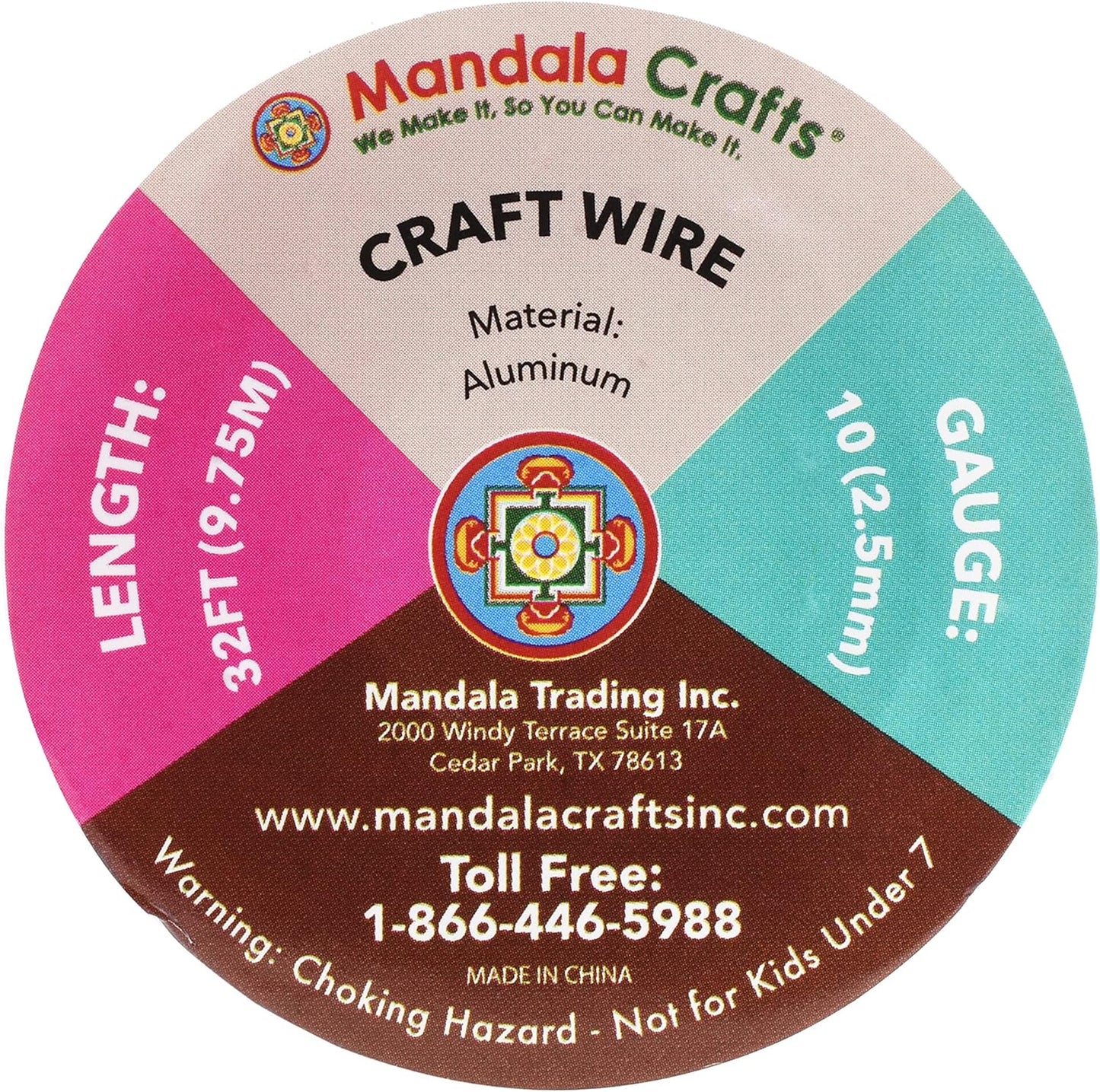 Mandala Crafts 10 Gauge Anodized Aluminum Craft Wire for Jewelry Making - 32 FT Colored Flexible Light Green Wire - Bendable for Bonsai Armature Crafting Sculpting