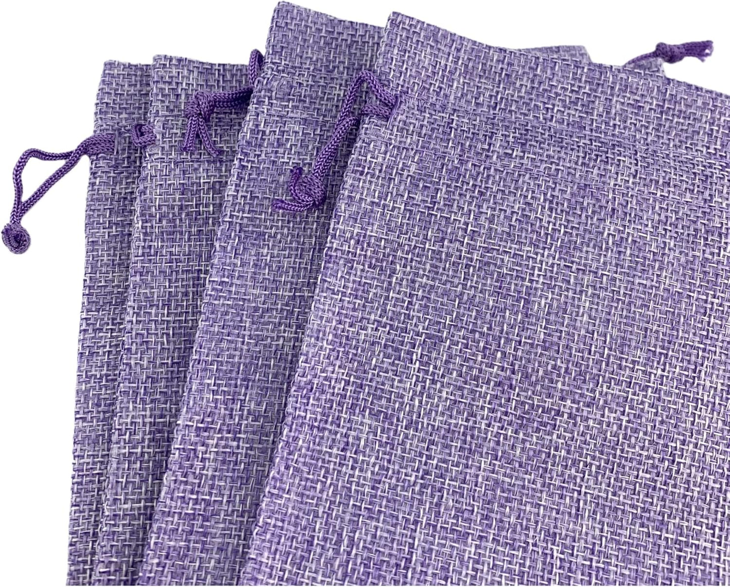 Palmhomee Pack of 25 Burlap Gift Bags with Drawstring Linen Jewelry Pouches Wedding Hessian Jute Bags for Birthday Jewelry and Treat Pouches Party Wedding Favors Gift Art and DIY Craft   (5x7 Inch, Lavender)