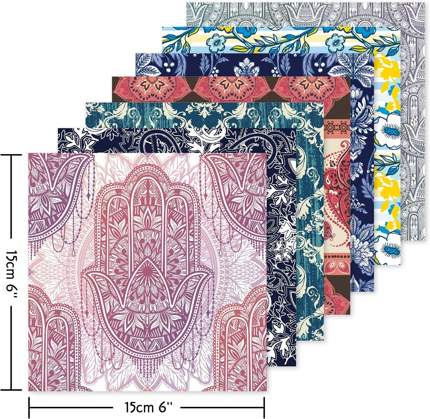 Origami 6x6 Paper Kit 150 Sheets 150 Vivid Colors Double Sided Same Printed Traditional Patterns Square for Arts Crafts Projects Japan Traditional Chiyo.Texture