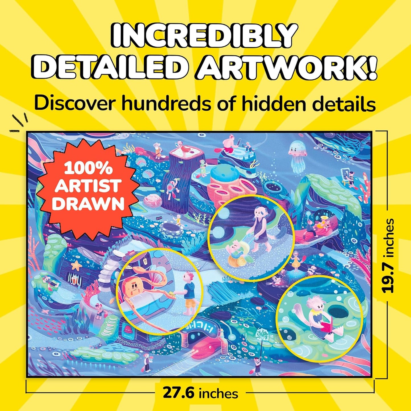 Odd Pieces Jigsaw Puzzles 1000 Pieces - Magic Mystery Story Secret Ending Puzzle - Perfect Game Night for Adults & Kids - Ocean Theme Challenging (Beyond The Kelp)