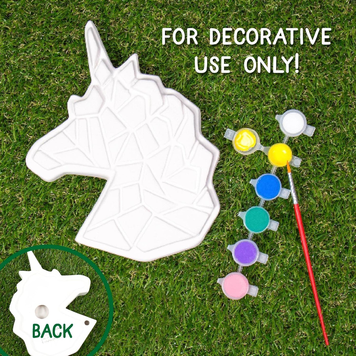 Creative Roots Mosaic Unicorn Stepping Stone, Includes 7-Inch Ceramic Stone & 6 Vibrant Paints, DIY Garden Stepping Stone Kit for Kids Ages 6+