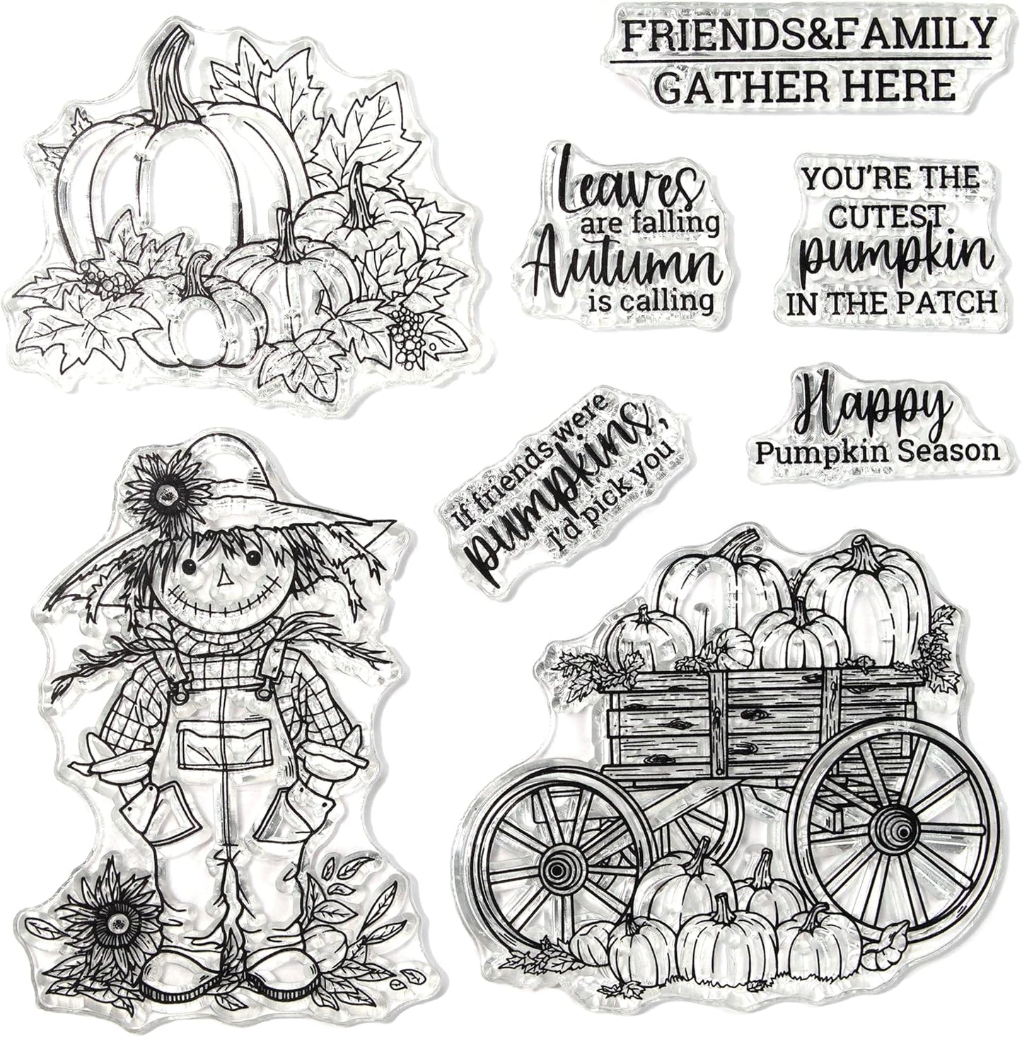 Halloween Clear Silicone stampReusable Stamp with Pumpkins, Skulls, Bats, Santa Claus, and Holiday Designs. Used for Making Cards, scrapbooks, and DIY templates (Scarecrow)