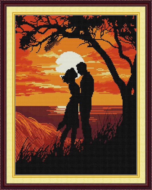 Threadhaven Cross-Stitch Kit 14CT Aida Counted Embroidery Complete Set with Fabric, Threads, Needles & Chart-Premium Beautiful Girls Design for Adults & Beginners- Lovers 13.4''×16.9''