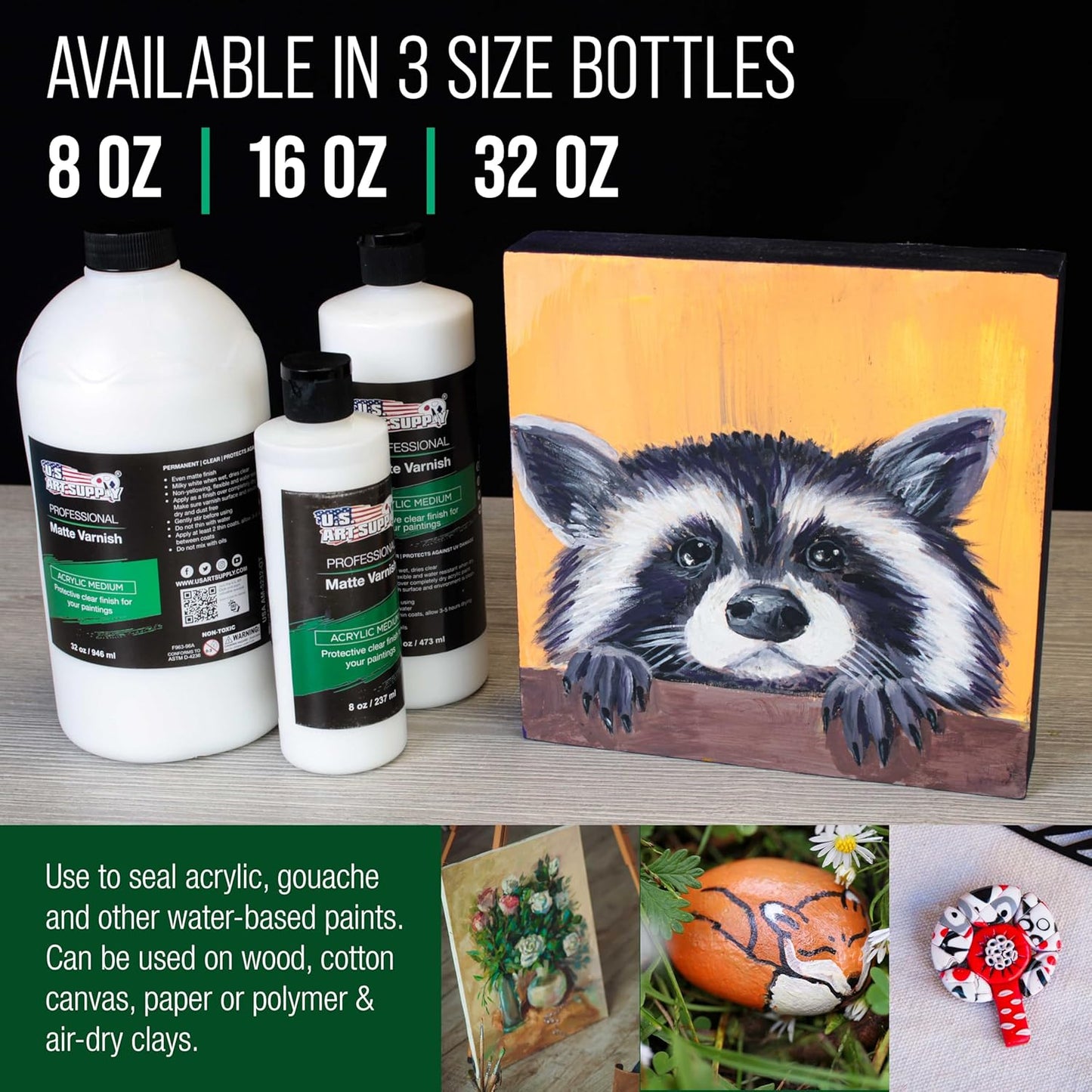 U.S. Art Supply 16 oz Matte Acrylic Varnish for Acrylic Painting, Permanent Clear Protection, Reduces UV & Photography Glare