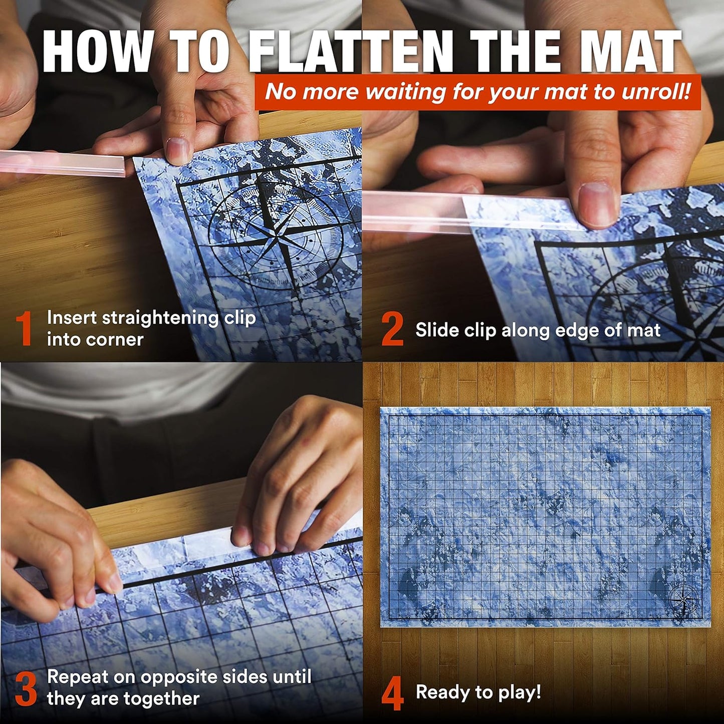 TIDYBOSS d&d Starter Set | 2 X Double Sides 4 Terrains 24x 36 Game Grid Mat | DND Accessories Includes Dry Erase Markers, Eraser and Clips