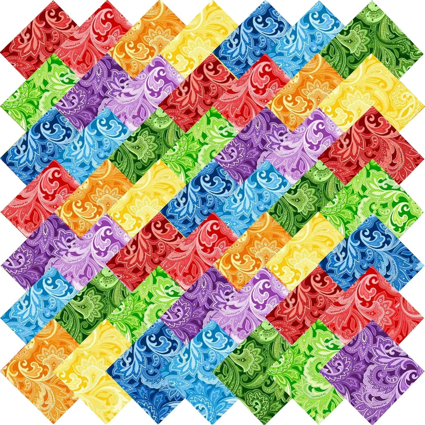 HANPATQUI 50PCS 8 x 8 inch Paisley Printed 100% Cotton Fat Quarters Fabric for Sewing and Quilting Bundles Precut Fabric Square for DIY Craft Patchwork