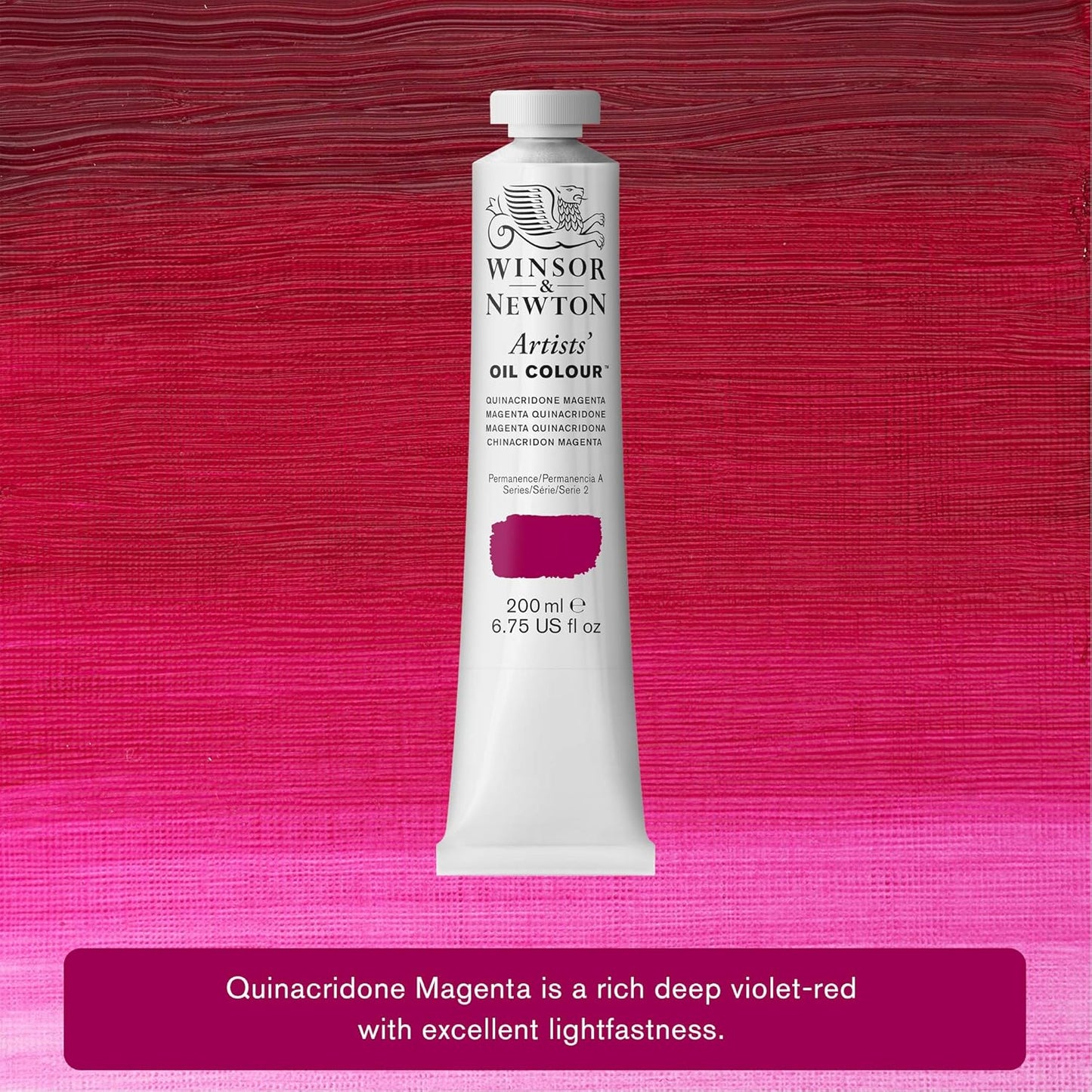 Winsor & Newton Artists' Oil Color, 200ml (6.75 oz) Tube, Quinacridone Magenta