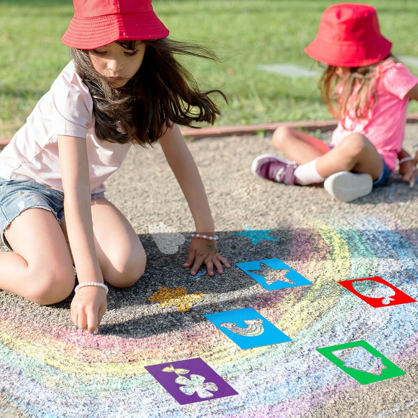 24 Pieces Stencils for Kids,Large Drawing Stencils Chalk Template,8 Inches Washable Shape Template Kit for Crafts,Painting Drawing for Kids Toddlers Preschool(Ocean, 8 inch)