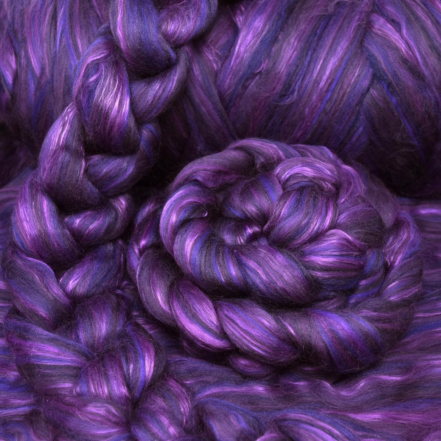 Merino Silk Luxe Tonal Designer Blend. Superfine Merino, Mulberry Silk, Tussah Silk. Top Roving for Spinning or Felting. Regal Amethyst 4oz