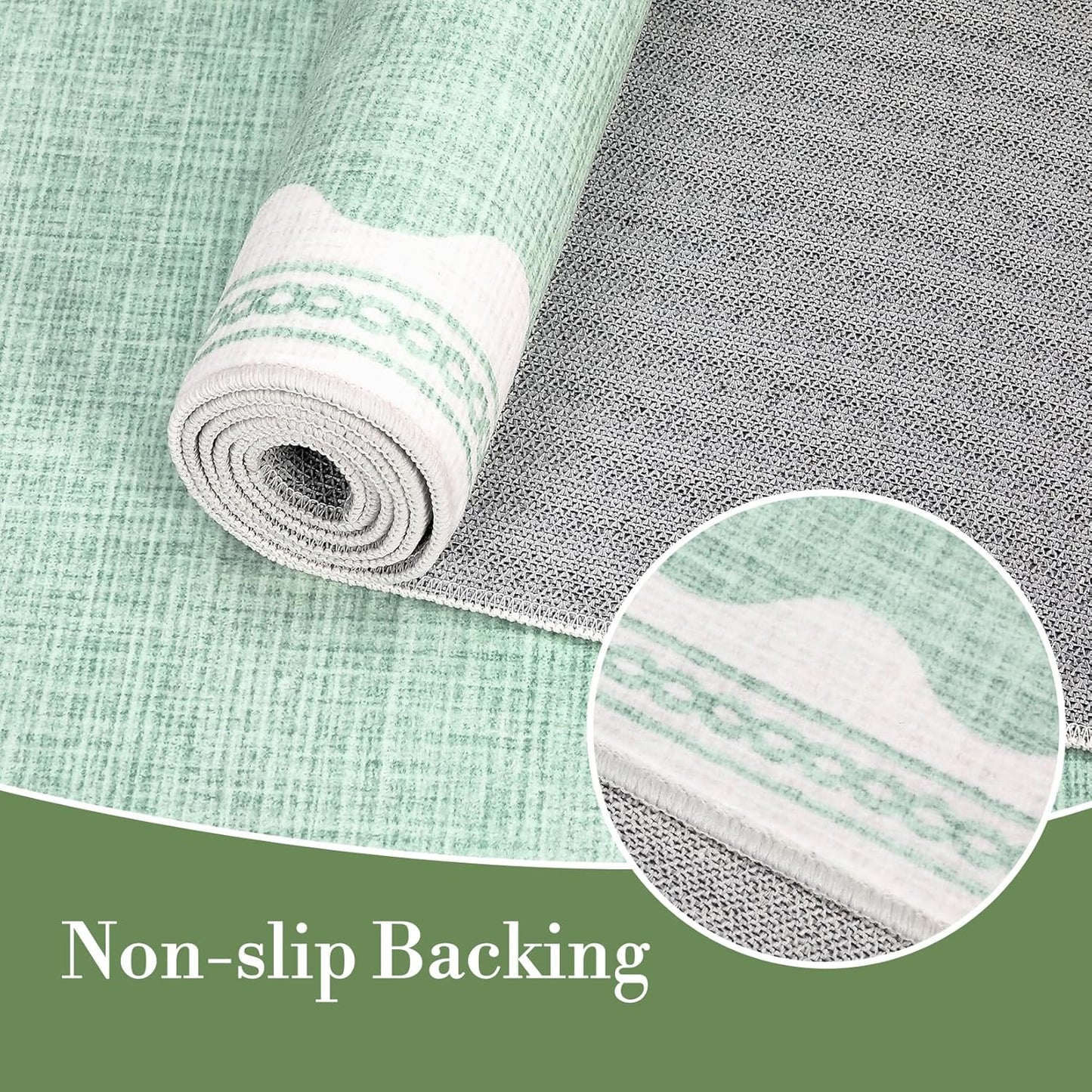 Scalloped Washable Rug 5x7 Area Rugs for Living Room, Solid Green Rug for Bedroom Girls, Non Slip Scalloped Rugs Throw Mat with Rubber Back, Soft Dorm Nursery Low Pile Carpet for Dining Room