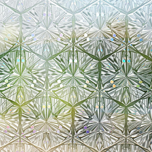 rabbitgoo Window Privacy Film Stained Glass Window Film, Decorative Stickers Removable UV Sun Blocking Clings Door Coverings, Diamond Pattern, 35.4 x 78.7 inches