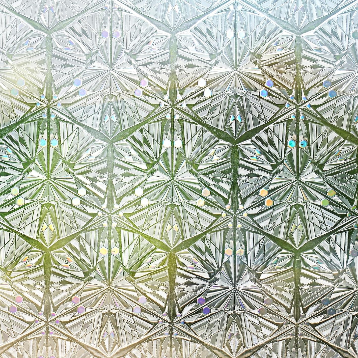 rabbitgoo Window Privacy Film Stained Glass Window Film, Decorative Stickers Removable UV Sun Blocking Clings Door Coverings, Diamond Pattern, 23.6 x 157.5 inches