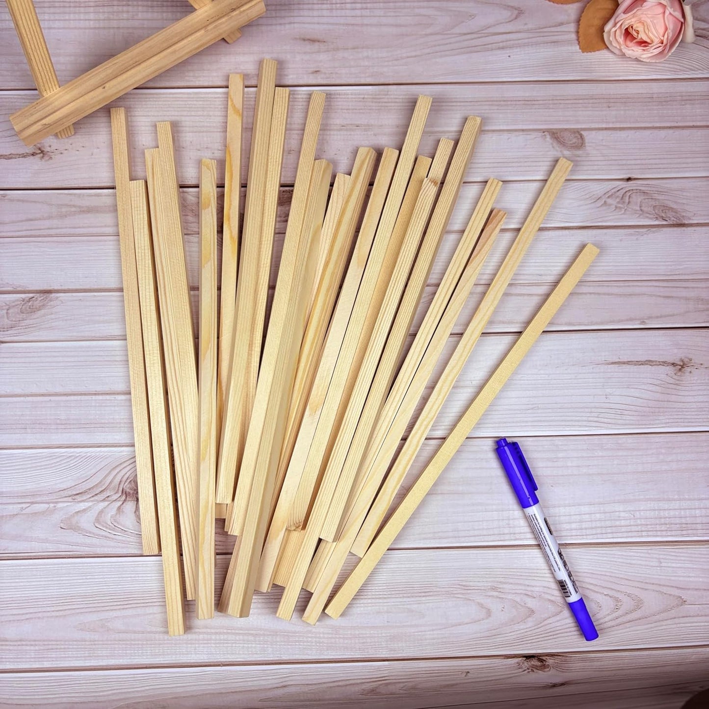 Square Wooden Dowel Rods Wood Dowels for Crafting 3/8" x 12", 25 PCS Square Wood Sticks for Crafts, Unfinished Pine Hardwood Sticks for Woodworking Models Making Dollhouses Miniatures