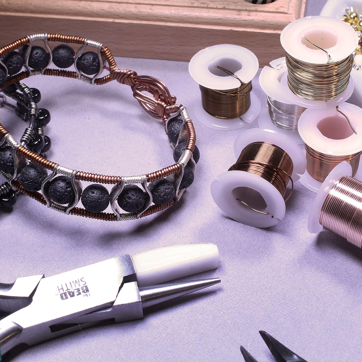 The Beadsmith Craft Wire Assortment - Tarnish-Resistant Copper Wire for Jewelry Making, 6-Pack, 0.75-Inch Mini Spools, 1 Yd Each, 16-Gauge, Assorted Colors, Medium Temper