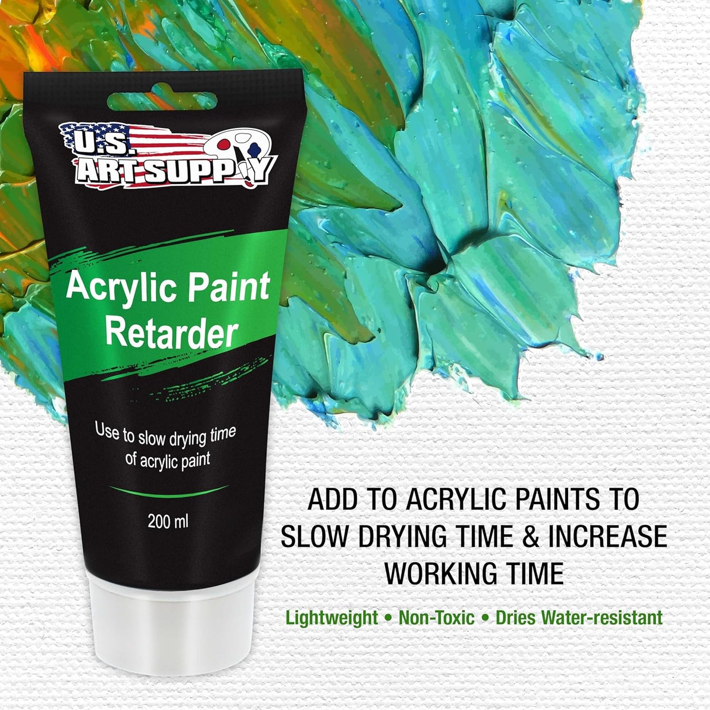 U.S. Art Supply Acrylic Paint Retarder Medium, 200ml Tube (6.7 Ounces) - Acrylic Retarder Provides Longer Painting Time